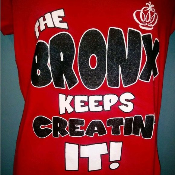 Next Level Apparel "The Bronx Keeps Creatin It" XL Red Women's V-Neck T-Shirt - Picture 2 of 9